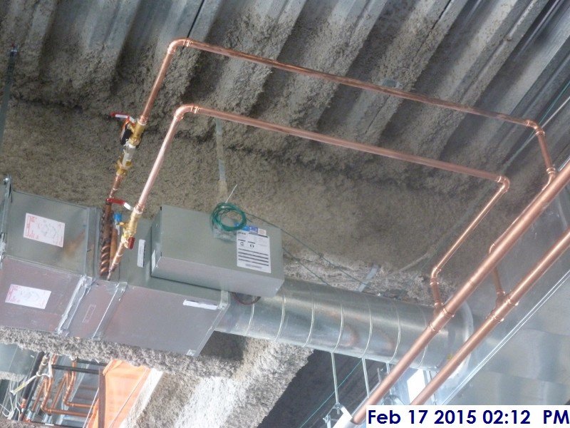 Started connecting the copper piping to the 3rd floor VAV boxes Facing South
